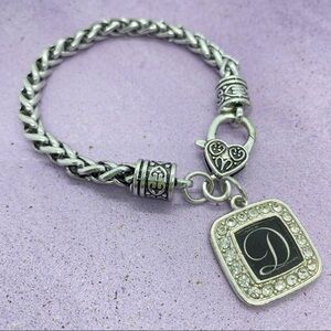 Silvertone Mesh Initial Bracelet